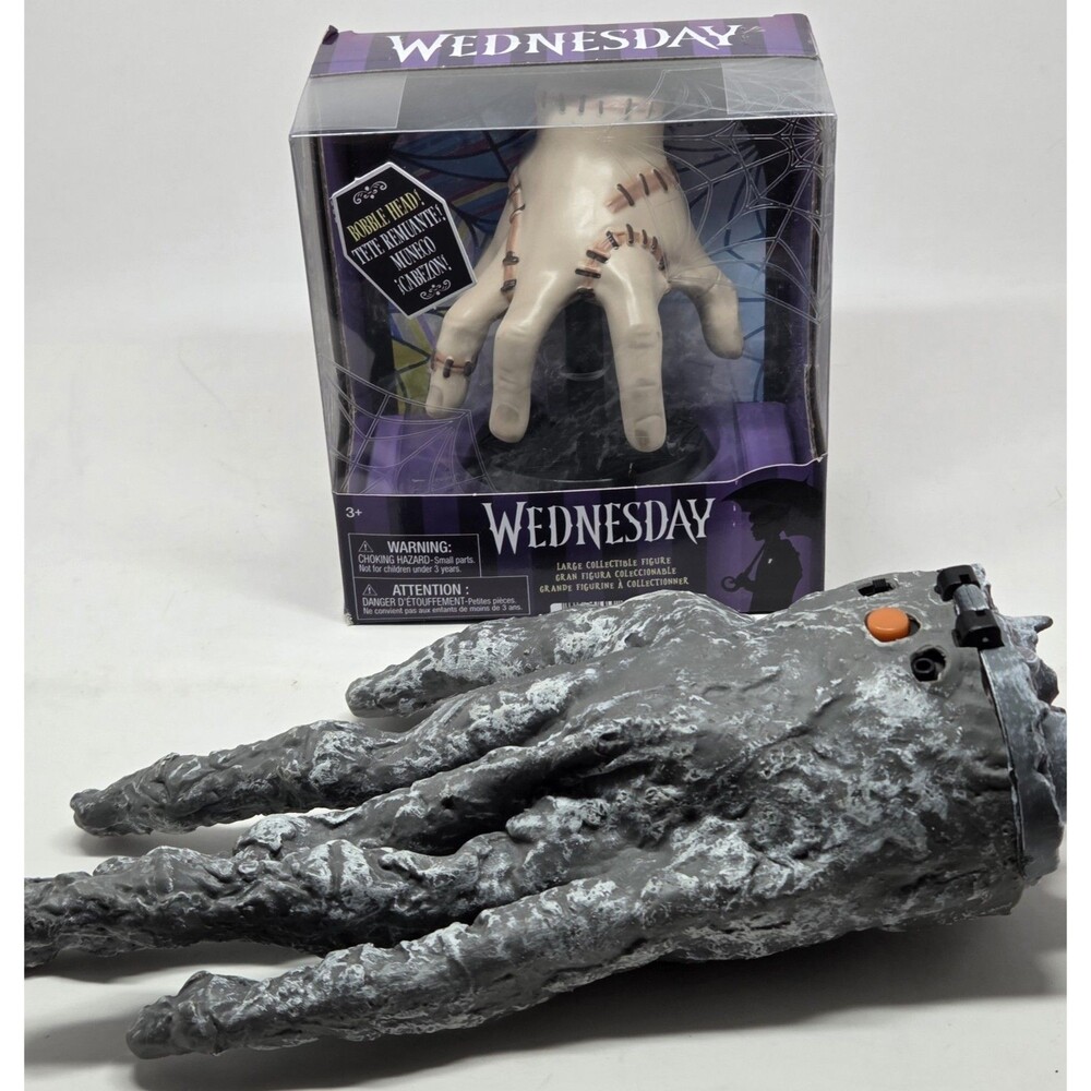 2 item Lot Wednesday Addams Thing Bobblehead NIB & Gemmy Crawling Hand Halloween